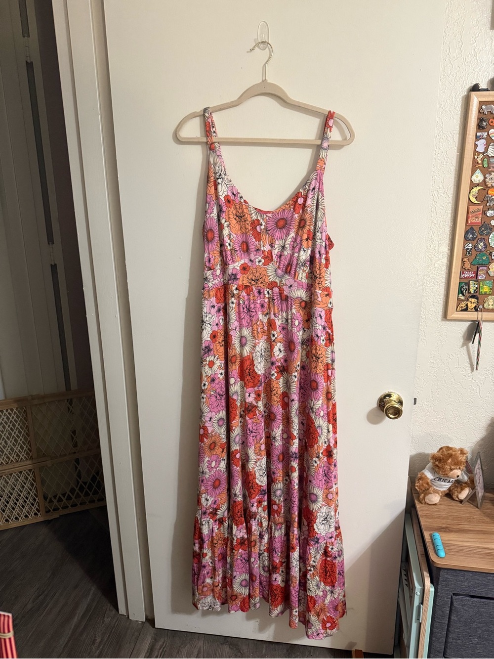 Maxi SuperSoft Tiered Dress - Retro Floral Almond Blossom